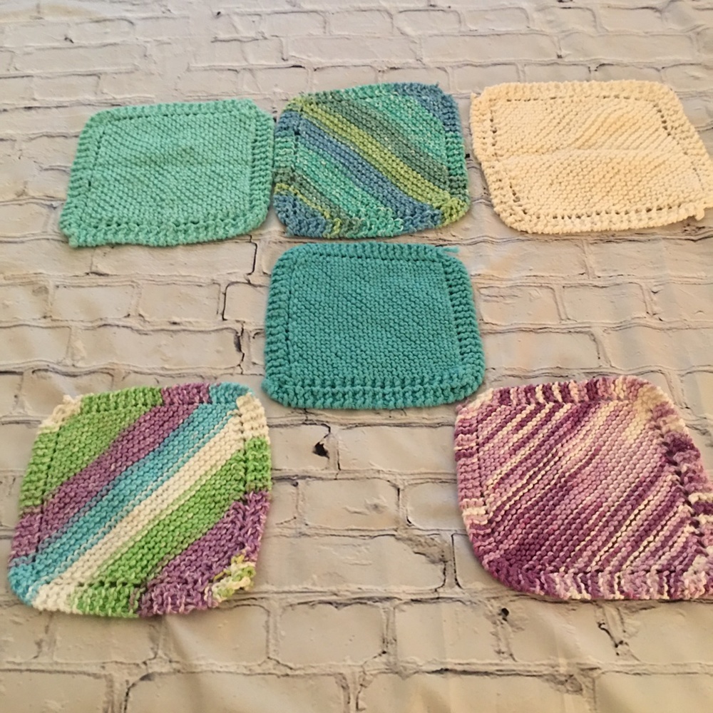 Set of 6 hand crochet( or Knitted ) trivets/pot holders